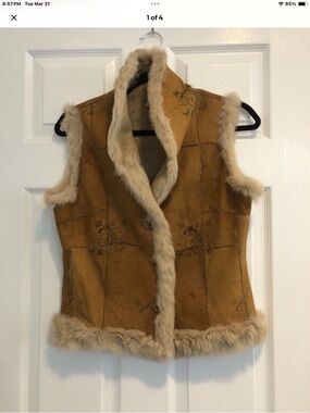 jocelyn Tan Faux-Shearling Trim Suede-Look Vest